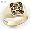 Elevated Engraved Octagonal Signet Ring Engraved With Knights Emblem Design