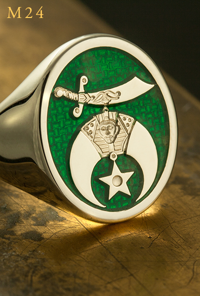 Shriners fraternity signet ring with optional enamel