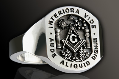 Masonic Skull Bones & Cross Titanium Signet Ring