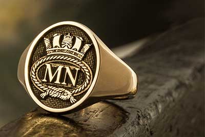 Merchant Navy Elevated Engraved Ring