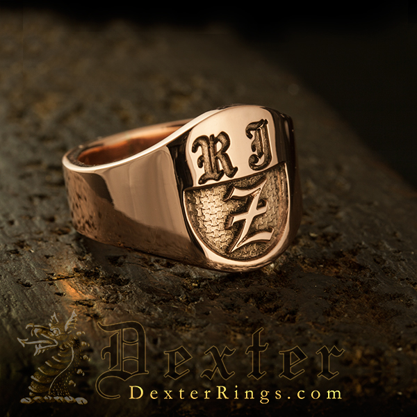 Old English H Monogrammed Signet Ring