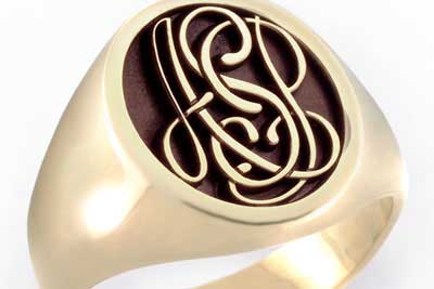 Monogramed Classic Oval Signet Ring - Script / Elevated