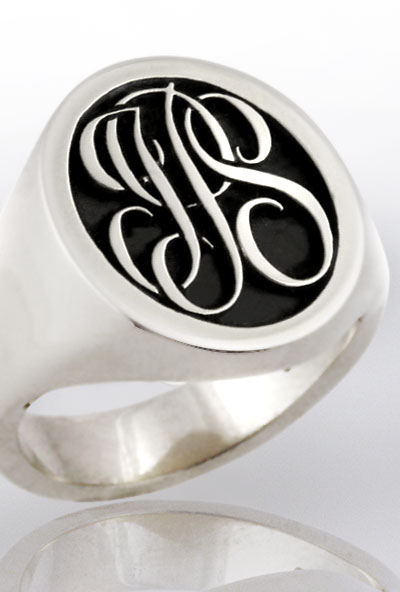 Monogramed Cigar Band Ring - Script / Traditional