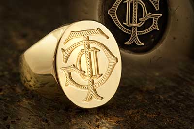 Victorian Monogram Ring Available seal or show engraved