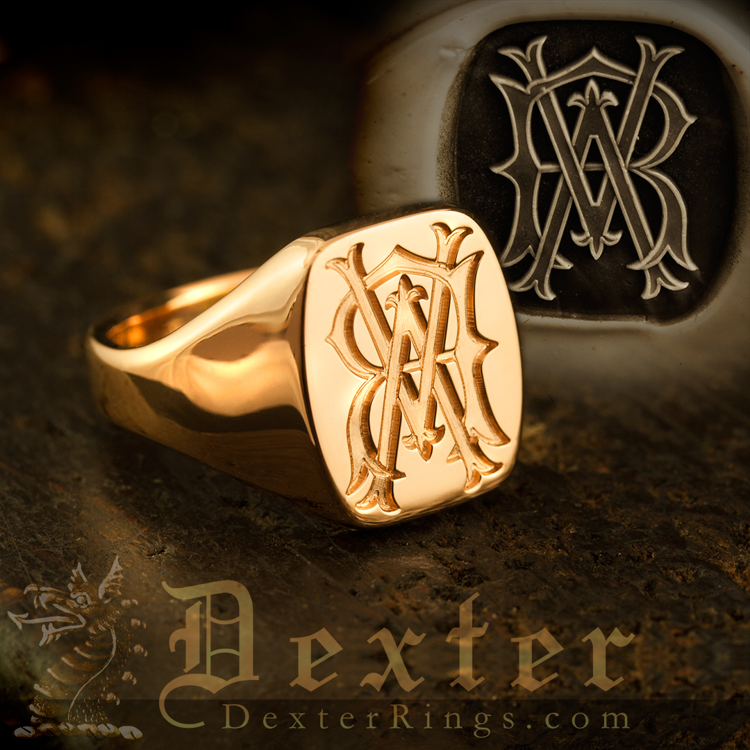 Cursive Initial Monogram Signet Ring