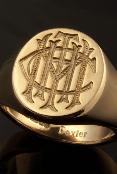 Signet Ring with Bespoke Victorian Style Monogram