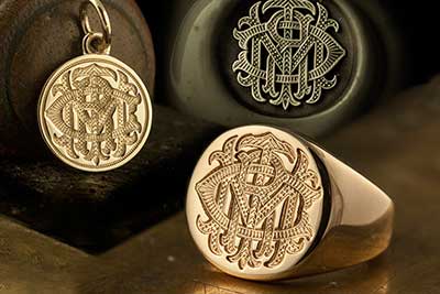 Selection of products engraved with family initials