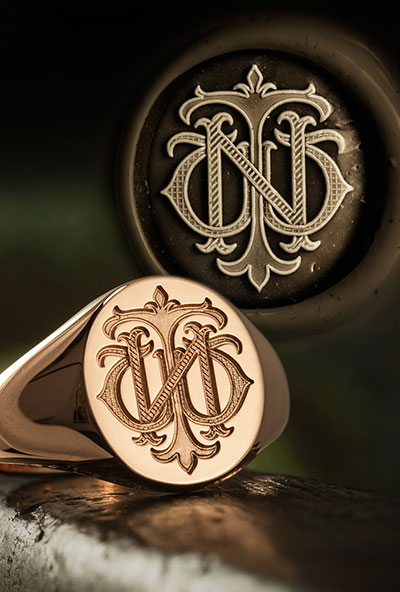 Victorian Monogram TWN Gold Seal Ring