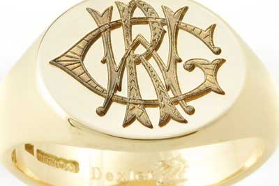 Monogramed Reverse Oval Signet Ring - Victorian / Traditional