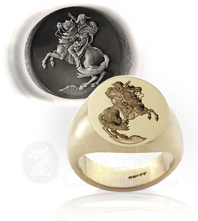 Napoleon Bonaparte Crossing the Alps Seal Engraved Signet Ring