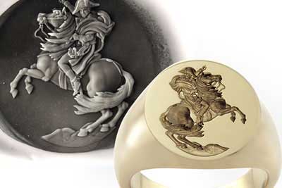 Napoleon Bonaparte Crossing the Alps Signet Ring