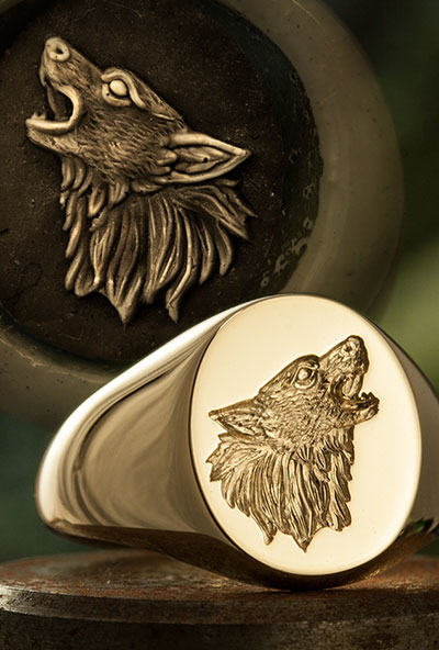 Howling Wolf Head Signet