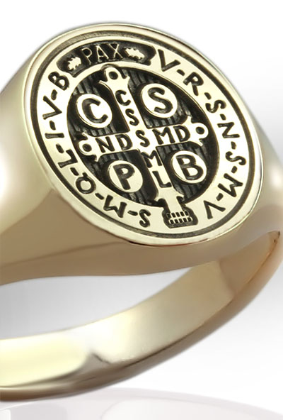 Saint Benedict Medal Signet Ring