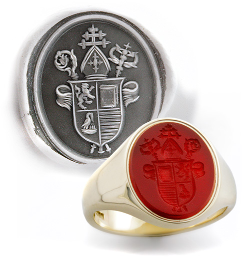 Bishops Seal Engraved on a Cornelian Gemstone