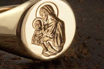 Madonna Mary & Jesus Signet Ring