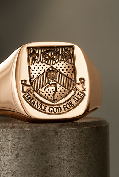 Keele University 'Thanke God for Ale' Cushion Signet Ring