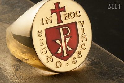 In Hoc Signo Vinces Emblem (M14) Labarum / chi-rho Signet with Red Enamel