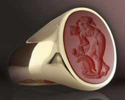 Greek Achilles Carnelian Signet Ring