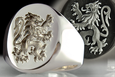 Old Style Scottish Lion Rampant Signet Ring