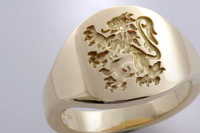 Old Style Scottish Lion Rampant Cigar Band Ring