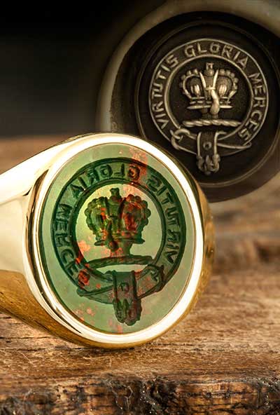Robertson Clan Badge Bloodstone Seal Ring
