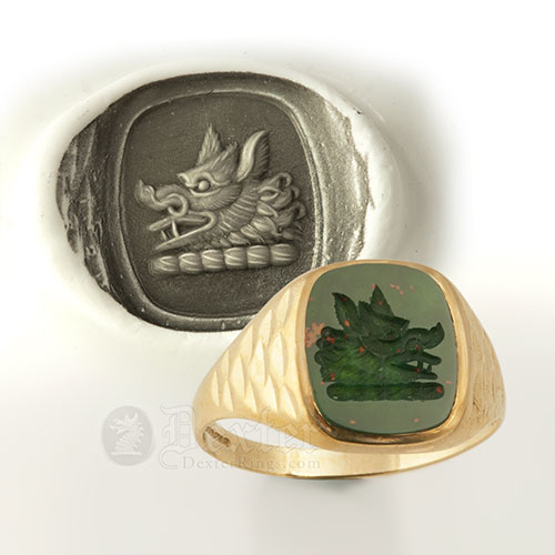 Boars Head Crest Bloodstone Signet Ring