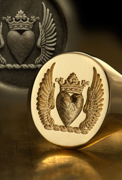 Crest Ring Heart Wings Ducal Coronet