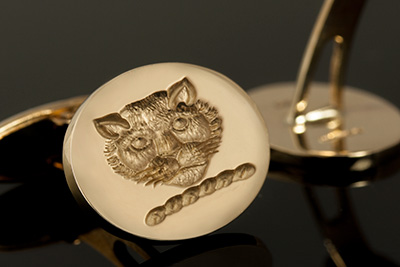 Swivel / Post Cufflinks With Cat / Leopard Head Crest