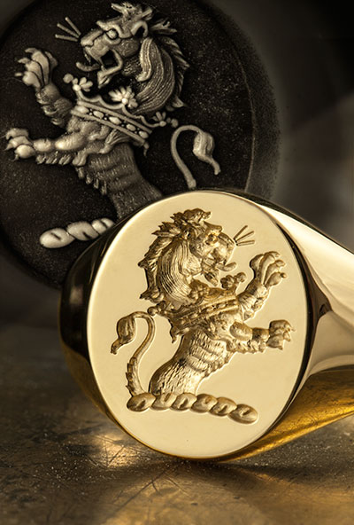Rampant lion signet ring 2025