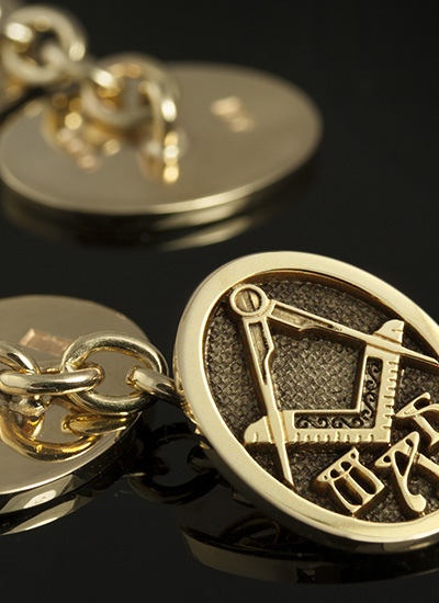 Chain Cufflinks Masonic Art Nouveau Design Elevated Engraved