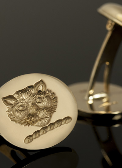 Cufflinks (swivel) Cat / Leopard Head Crest