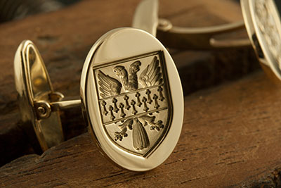 Bespoke Heraldic Shield Engraved Swivel Cufflinks