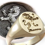 Seal Engraved Lion Rampant Traditional Crest