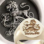 Crest Ring - Lion Attacking Dragon