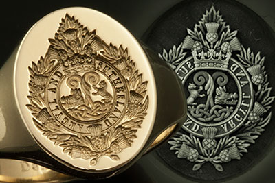 Argyll & Sutherland Military Regiment Badge Signet Ring