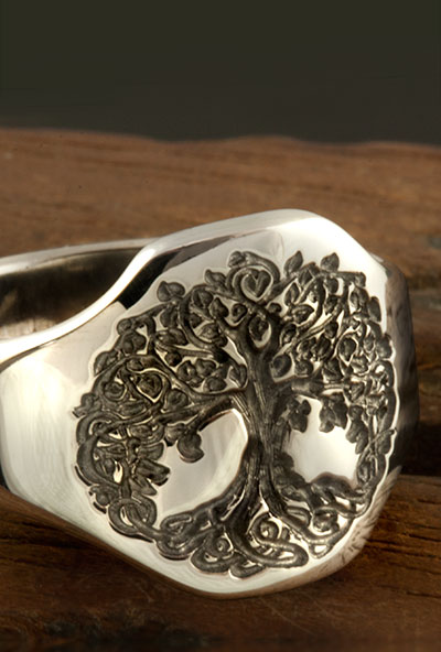 Tree of Life Cigar Band Style Ring