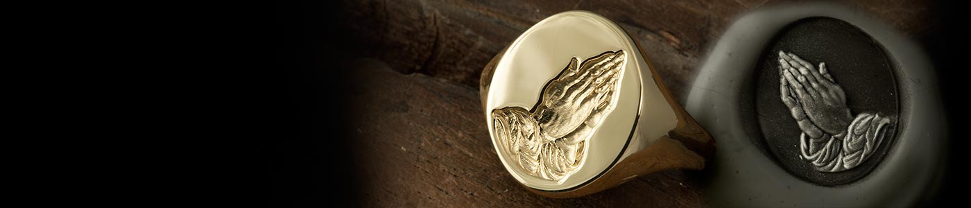 Faith Clerical & Bishops Signet Rings Example 'Hands Clasped in prayer'