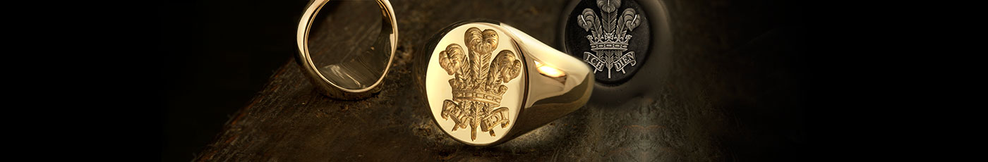 Prince of Wales Feathers 'Ich-Dien-Signet-Ring' famous signet ring