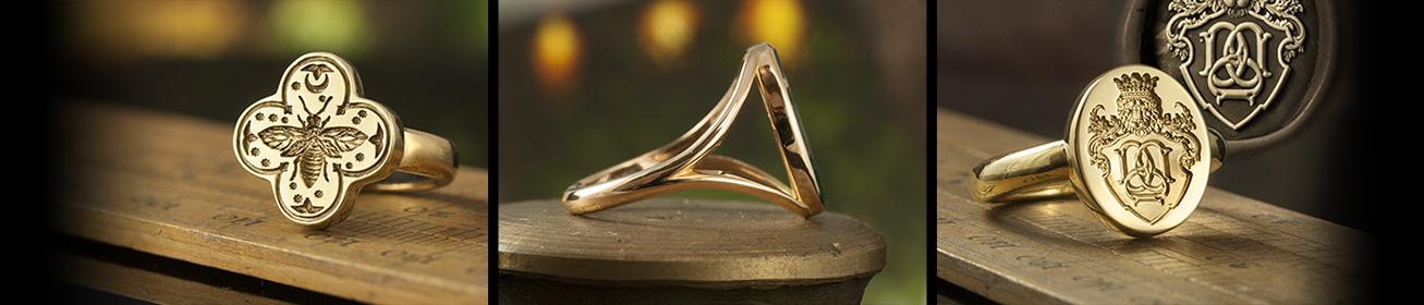 selection of feminine rings that are different to the classic signet ring shape
