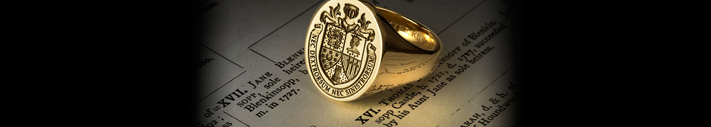 signet ring engraved with coat of arms using Genealogy & family tree