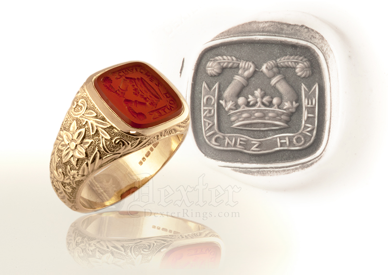 Bespoke Custom 925 Silver Signet 10x14mm Oval Crown Wax Seal Intaglio Ring