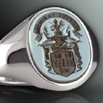Blue Sardonyx Ring Engraved with a Scottish Arms