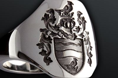 Heraldic Arms Cigar Band Seal Ring Modern Shape