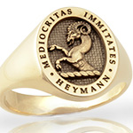 School Crest Ring With Name and Motto