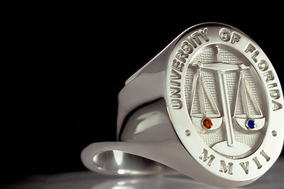 University of Florida Signet Ring Personalised with Ruby & Sapphire
