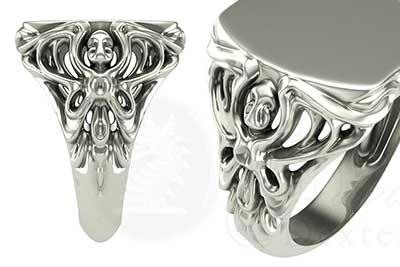 Art Nouveau Style Shoulder Concept Signet Ring