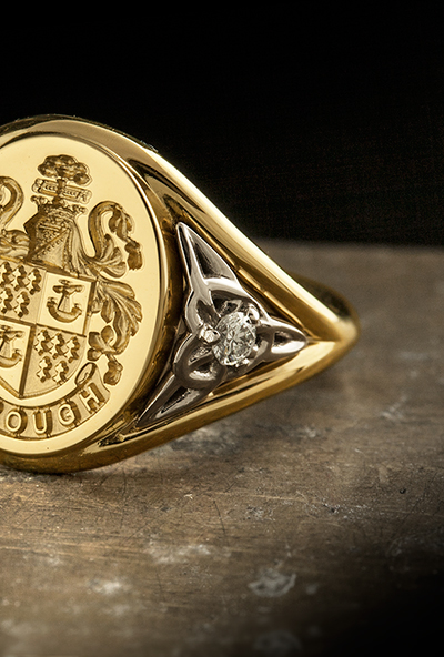 Like our Elegance Ring but with an ornate custom shoulder infill