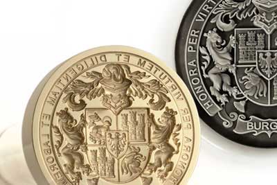 Ornate Custom Bespoke Coat of Arms Engraved on a Desk Seal